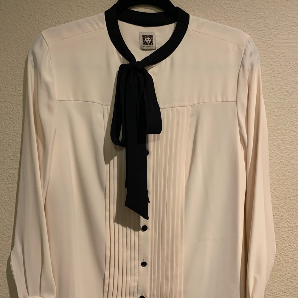 Anne Klein Cream Bow Tie Blouse